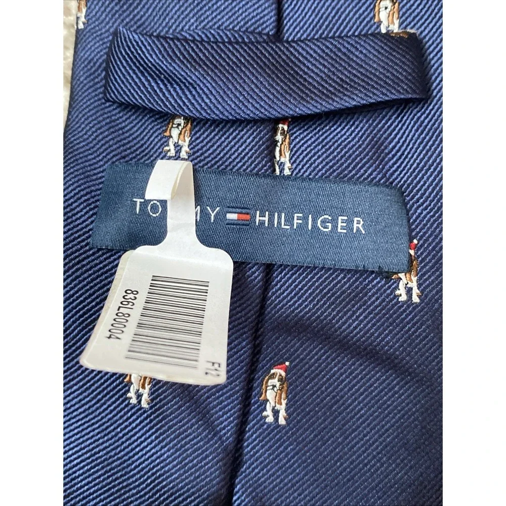 Tommy Hilfiger‎ Men's Navy Blue Holiday Dog Necktie Christmas Novelty Tie